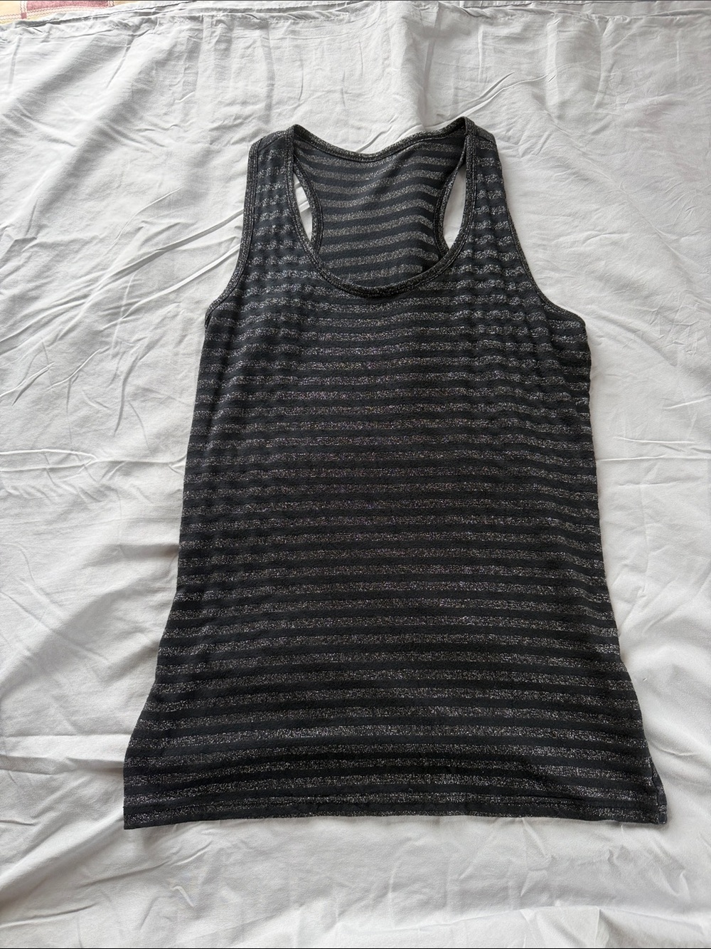 Women's Metallic Stripe Racerback Tank Top - Black
